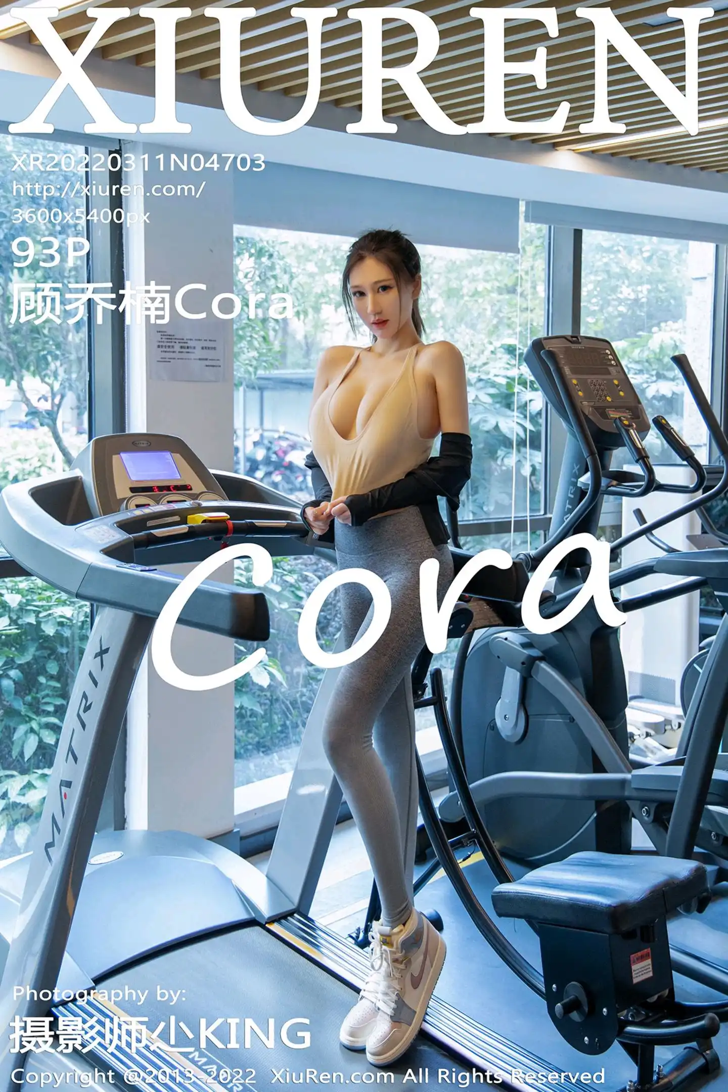 [XiuRen秀人网]VOL.4703 模特顾乔楠Cora健身房场景浅色运动上衣配紧身运动裤诱惑写真93P-秀人网官方网站